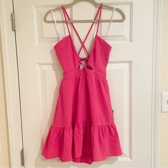 NWT Lulu’s Rising Temps Hot Pink Sleeveless Mini Dress - Picture 3 of 9